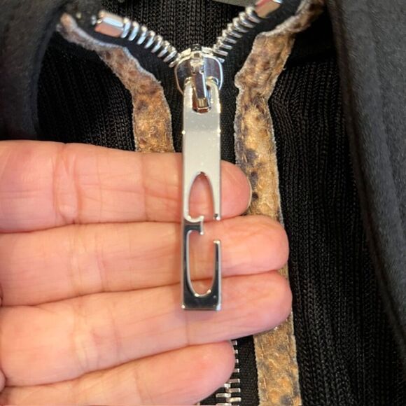 Ellery Calabasas Zip Front Snake Panel Black Dress Full Skirt Size 2 - Picture 15 of 16